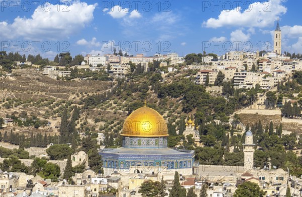 Jerusalem, Islamic shrine Dome of Rock located in the Old City on Temple Mount near Western Wall