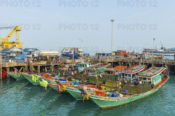 Colourful fishing boats, boat, ship, fishing boat, colourful, colourful, decorated, harbour, sea,