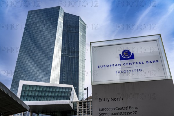Building of the European Central Bank, ECB, in Frankfurt am Main, Skyline, Hesse, Germany, Europe