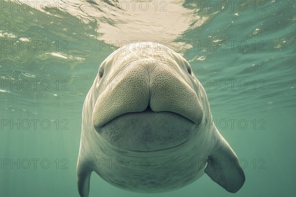 Dugong swimming in water. Generative AI, AI generated
