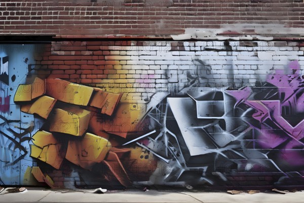 AI generated picture of an urban wall covered with graffiti