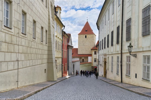 Prague Castle, Cobbled Street, Prague, Czech Republic, Europe