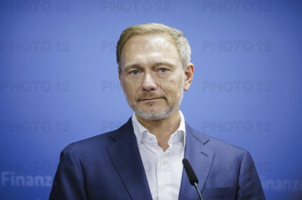 Christian Lindner (FDP), Federal Minister of Finance, gives a press statement at the Ministry of