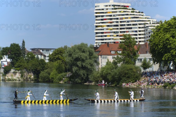 Fishermen's punt on the Danube, an old custom in Ulm, Swabian Alb, Baden-Württemberg, Germany,