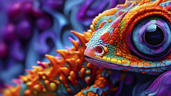 Nano material inspired by gecko feet with intricate patterns and vibrant colors representing