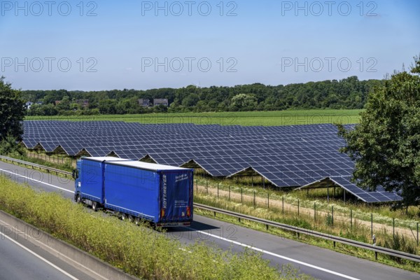 Solar park near Neukirchen-Vluyn, along the A40 motorway, over 10, 000 solar modules spread over 4