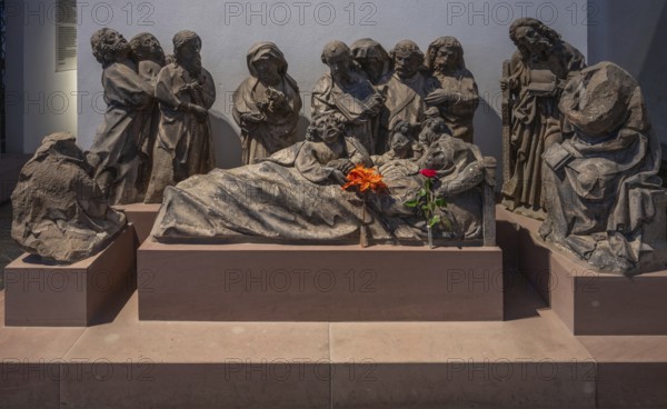 Sculptural representation of the Death of the Virgin Mary in St Kilian's Cathedral, Würzburg, Lower