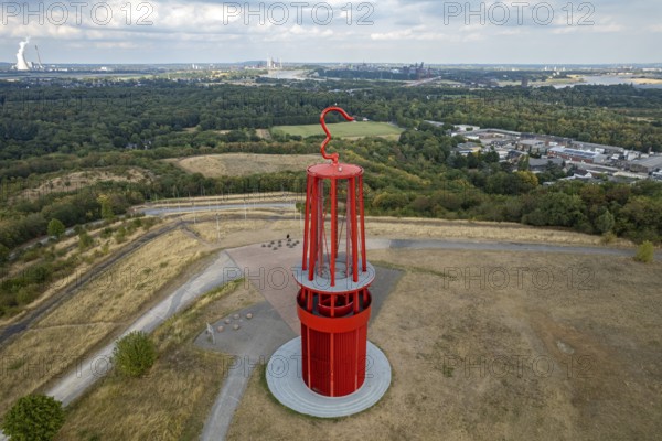 Mining lamp Das Geleucht on the Rheinpreußen spoil tip in Moers seen from the air, North