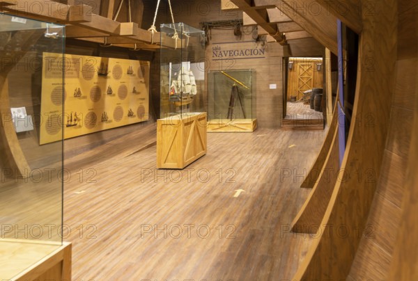 Interior of city museum, Campeche city, Campeche State, Mexico room shaped like hull of a ship