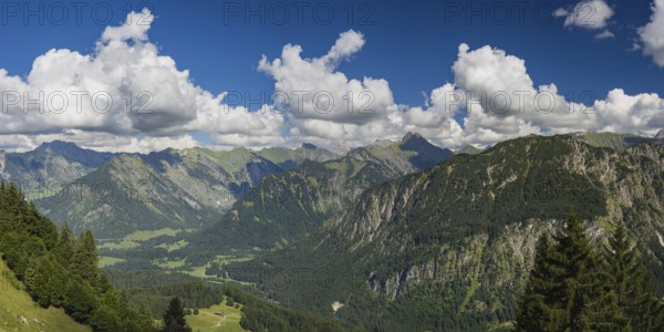 Mountain panorama from Söllereck to Höfats, 2259m, Allgäu Alps, Allgäu, Bavaria, Germany, Europe