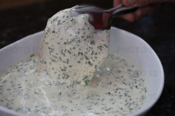 Swabian cuisine, preparation of fillet of Lake Constance whitefish with herbs and creamed cabbage,