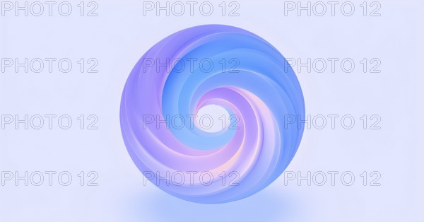 Spiral shape that slowly expands, rotates, and shifts colors in a soft gradient, invoking a