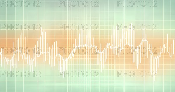 Glowing digital wave forms fluctuating in sync with a pulsating grid background, representing the