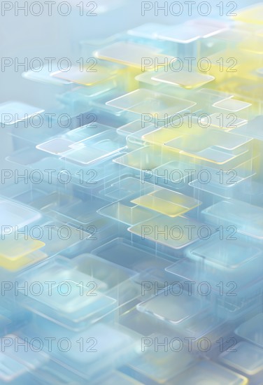 Layers of translucent squares moving in a synchronized flow, resembling dynamic data visualization,