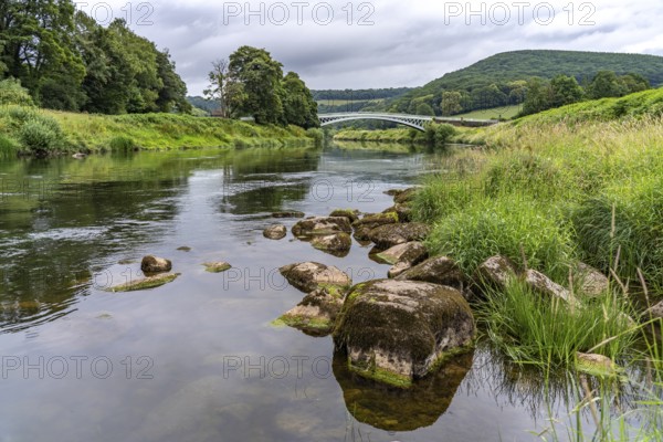 Landscape in the Wye Valley and the Bigsweir Bridge, Monmouth, Wales, Great Britain