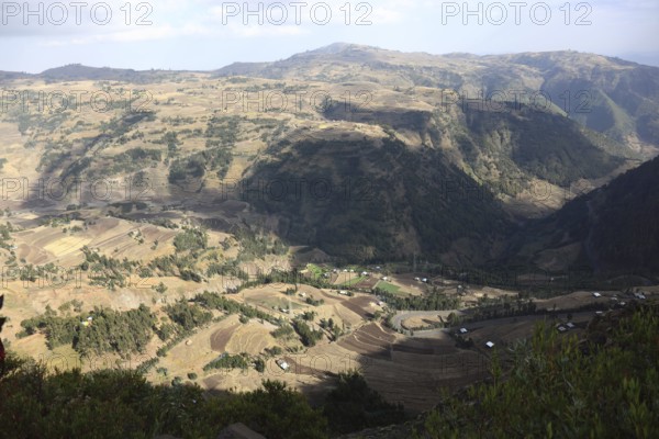 Beautiful landscape in the highlands between Mekele and Lalibela, Ethiopia, Africa