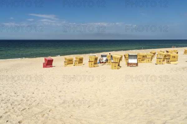 Beach chairs on the beach at Wenningstedt, Sylt Island, North Friesland District,