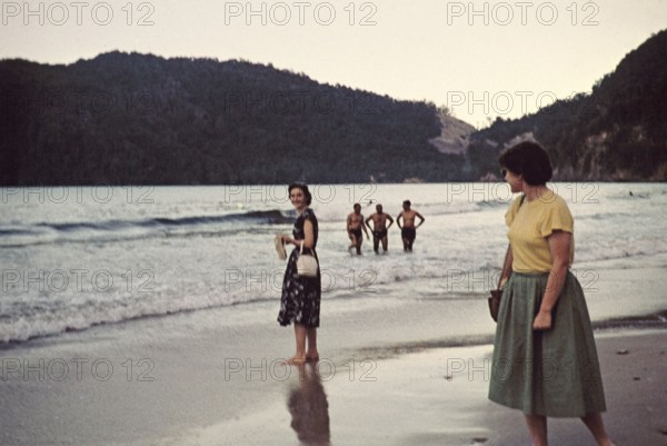 People at Maracas beach in the evening, Port of Spain, Trinidad