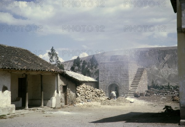 Brickworks and construction work, Ciudad Mitad del Mundo, Pichincha, Ecuador, South America 1962,