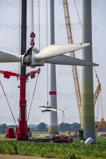 Dismantling of a wind power plant in a wind farm near Issum, 9 older wind turbines from the