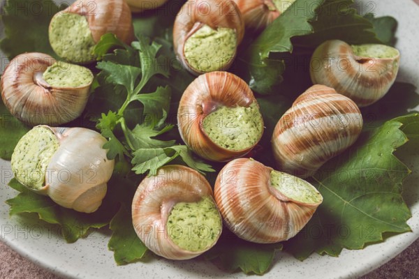 Grape snails, stuffed in burgundy, french cuisine