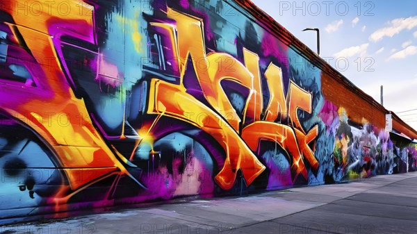 AI generated picture of an urban wall covered with graffiti