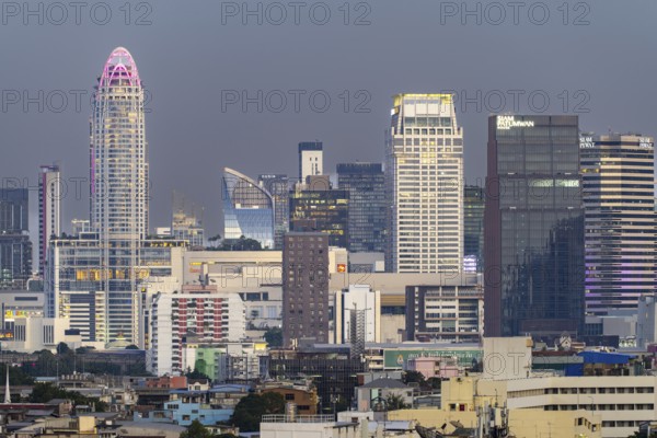 Panorama from Golden Mount, skyline of Bangkok, Thailand, Asia