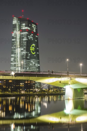 Skyline, Flößerbrücke, banking district, Frankfurt am Main, Hesse, Germany, Europe
