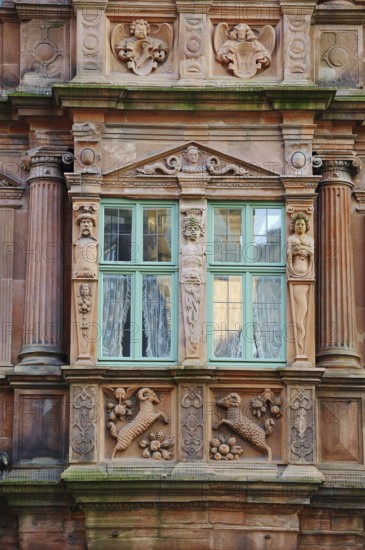 Hotel 'Zum Ritter St. Georg', facade and windows, Heidelberg, Baden-Württemberg, Germany, Europe