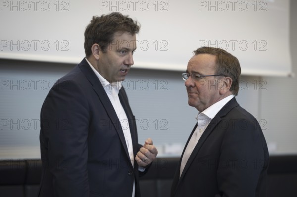 Boris Pistorius (SPD), Federal Minister of Defence and Lars Klingbeil, SPD party chairman, in