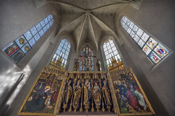 Winged altar from 1738, in the baroqueised town church of St. Maria, Hersbruck, Middle Franconia,