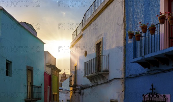 Guanajuato, Mexico, colorful colonial streets and architecture in Guanajuato historic center,