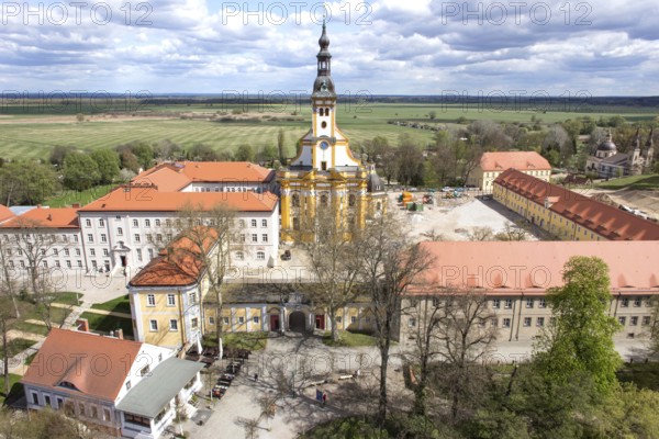 Neuzelle, 16.04.14 JE, Aerial view of Neuzelle Monastery. The Cistercian monastery with the