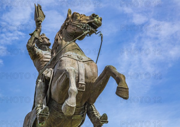 Statue of General Andrew Jackson in front of the St. Louis Cathedral at Jackson Square in the