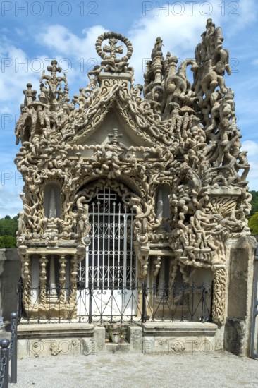 Hauterives. Grave of the Postman Ferdinand Cheval at the cemetery. Drôme, Auvergne-Rhone-Alpes,