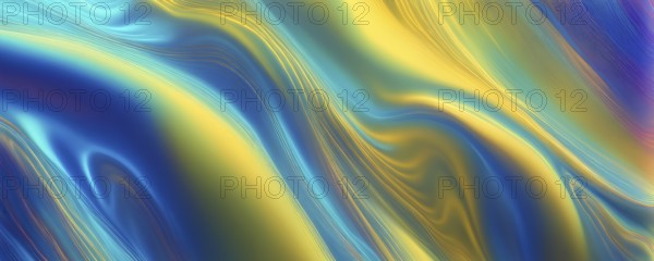 Abstract holographic background with swirling iridescent vibrant colors, AI generated