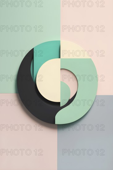 Minimalist rendering of an abstract yin yang symbol portraying work life balance with split