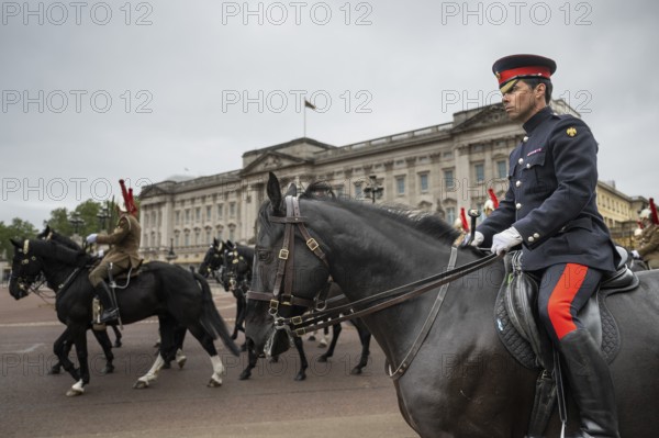 Mounted military, horses, Trooping the colour, military parade in June in honour of the British