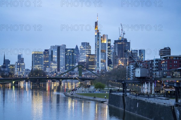Skyline of Frankfurt am Main, skyscrapers, business and banking district in the city centre, bank