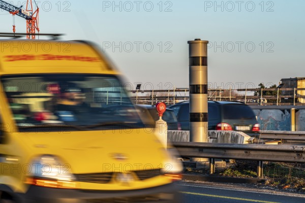 Speed cameras, radar speed monitoring, POLISCAN measuring system, on the A40 motorway, on the