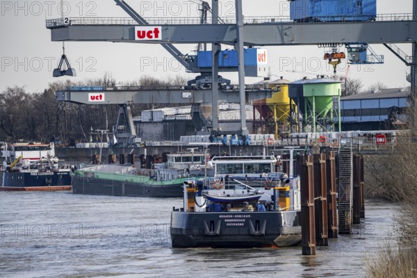 Uct Umschlag Container Terminal, harbour in Dormagen, on the Rhine, North Rhine-Westphalia,