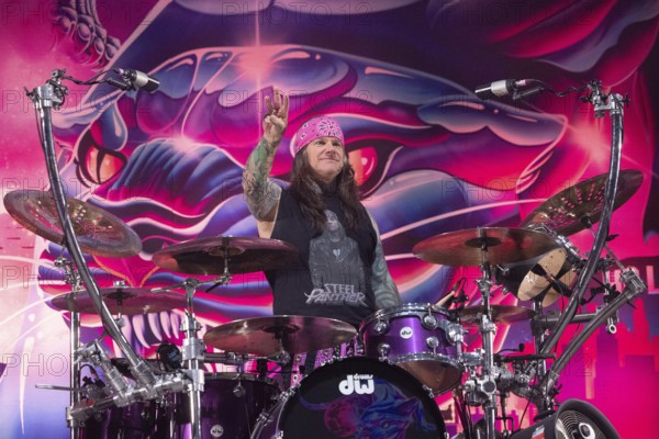 Copenhagen, Denmark - 19.6.2024: Stix Zadinia, drummer of the band Steel Panther at the Copenhell