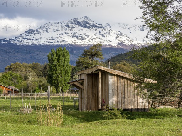 Sauna at refugio Rio Nadis, farm with sheep, horses and touristic services, Patagonia, Chile, South