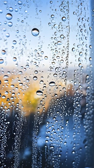 AI generated abstract painting of water droplets adorning a window in vibrant colors