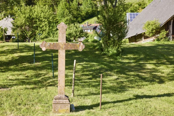Stone cross in the Geschwend district, Todtnau, Black Forest, Lörrach district, Baden-Württemberg,
