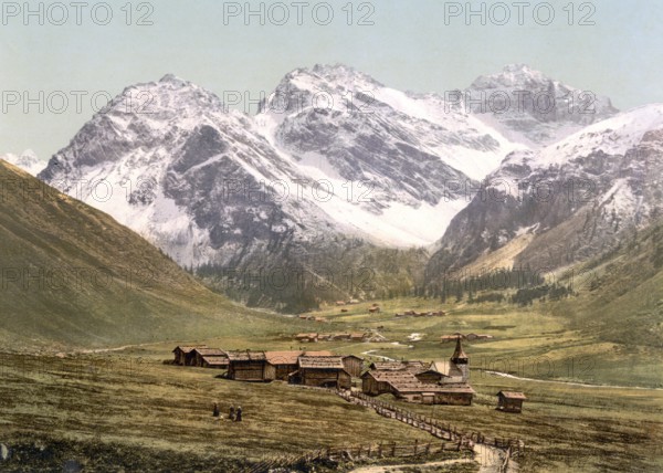 Upper Engadine, Sertigthal, Graubuenden, Switzerland, Historical, digitally restored reproduction