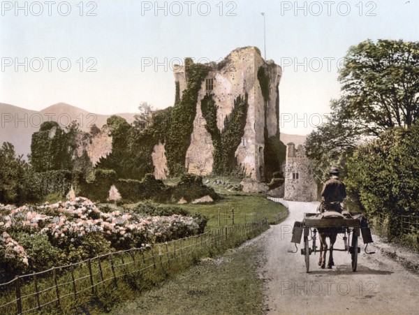 Ross Castle, Killarney, County Kerry, Ireland, Historic, digitally restored reproduction from a