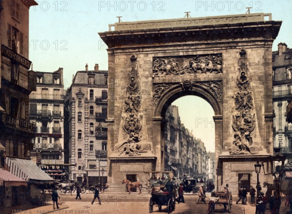Porte Saint-Denis is a monument in the form of a triumphal arch, Paris, France, 1890, Historical,