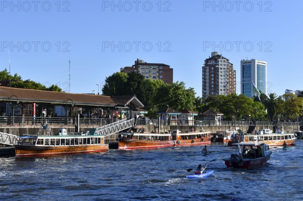 Typical passenger boats on the Rio Lujan in Tigre, the recreational area on the delta of the Rio