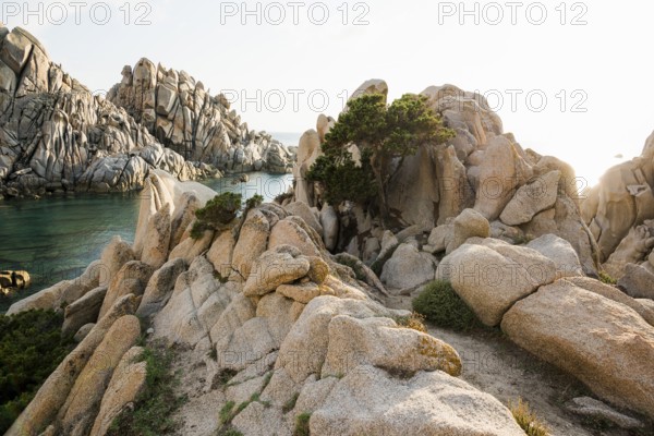 Bizarre and huge granite rocks by the sea, Spiaggia Valle della Luna, Capo Testa, near Santa Teresa